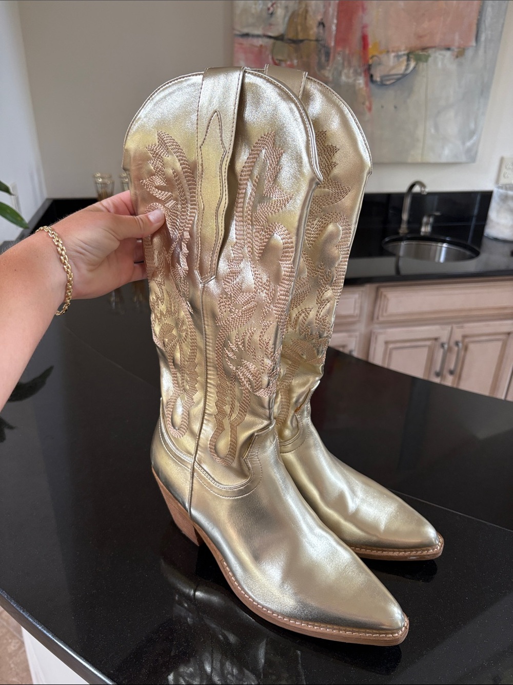 Metallic Gold Women's Cowboy Bootd